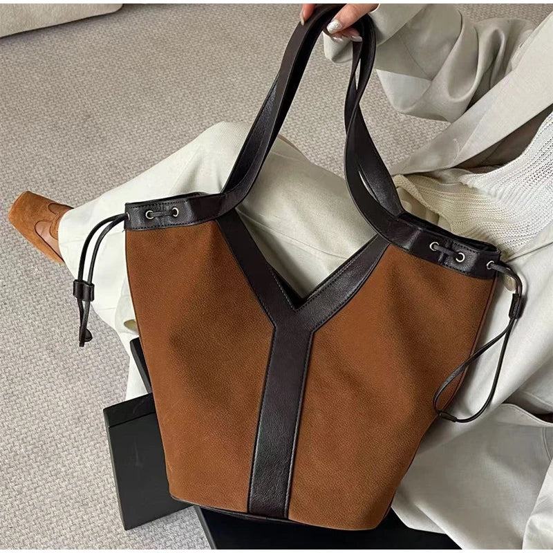 Y-shaped Women Handbag Versatile Simple Large-capacity Texture Tote Bag New Large-capacity Shoulder Bag Storage Bag Underarm Bag