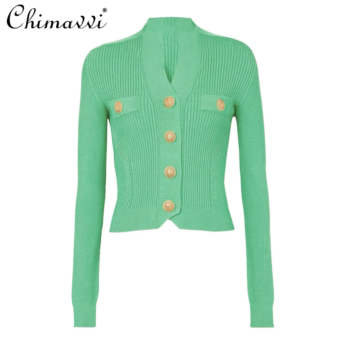 High-end Spring and Autumn New Fashion Women's Knitted Jacket Slim Elegant Commuter Knitted Top Cardigan Hidden Button Sweater