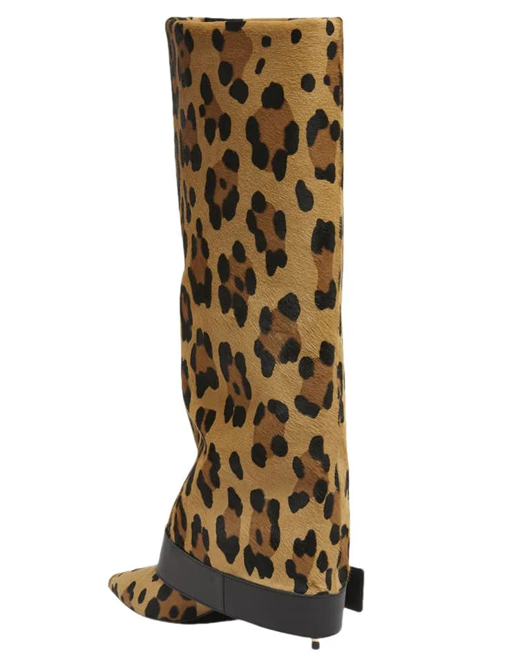 Design Women Metal High Heel Pointed Toe Belt Buckle Knee High Boots Sexy Women Pointy Gold Belt Buckle Knee Boots Plus Size 46