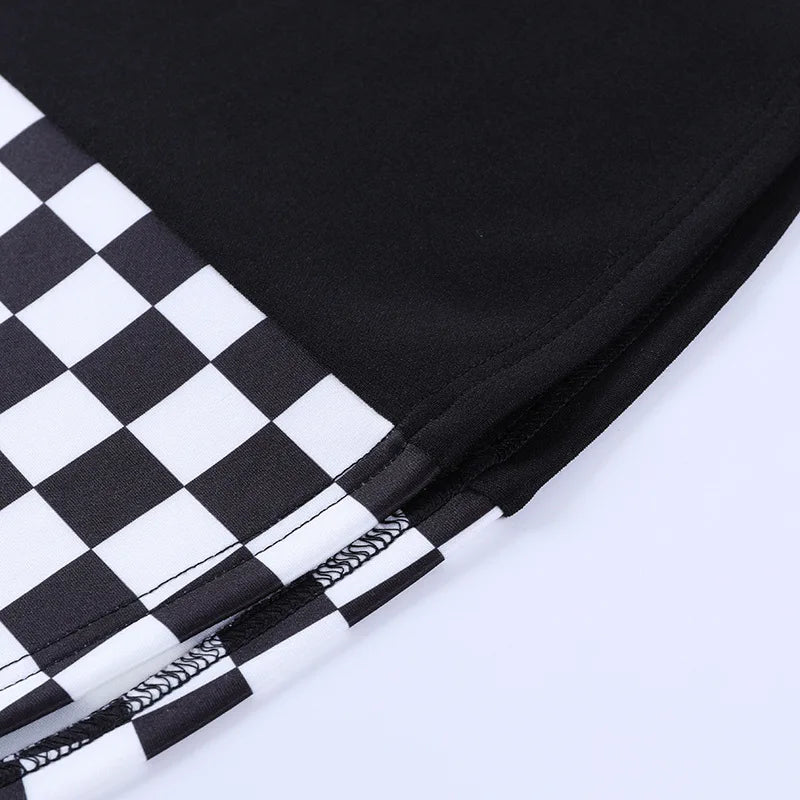 Houndstooth Mosaic Patchwork Skirt