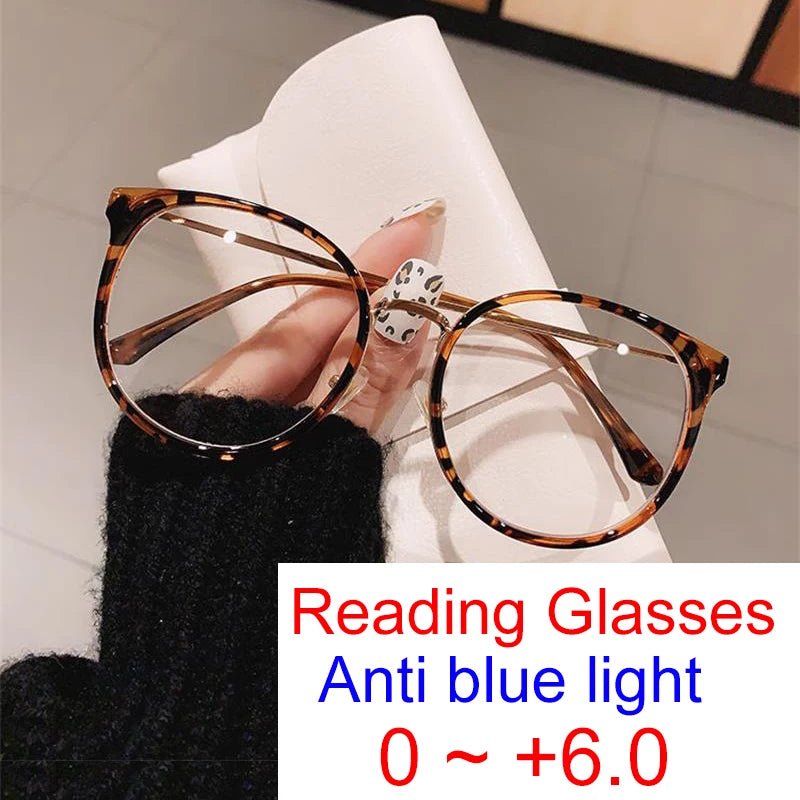 Oversized Leopard Blue Light Reading Glasses for Women