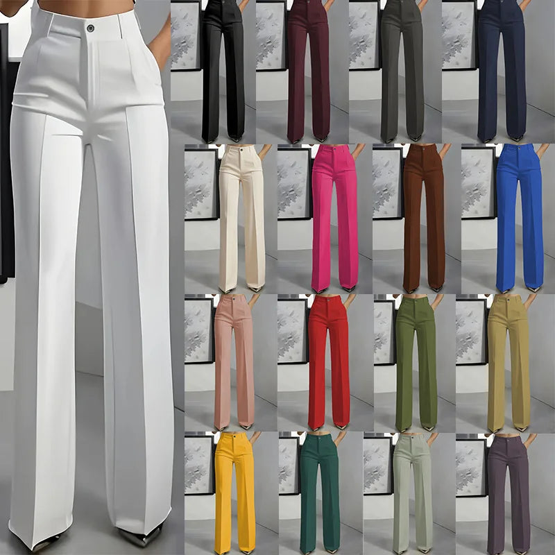2026 New Women's High-Waist Drapey Straight-Leg Suit Pants Simple Elegant Long Trousers for Ladies