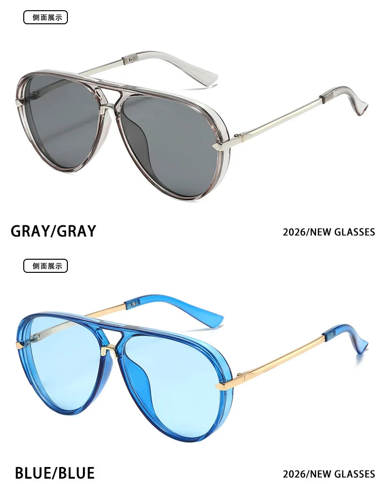 Green Pink Gradient Oval Sunglasses