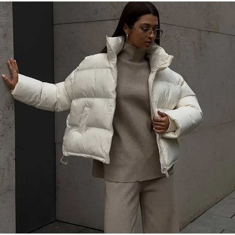 Solid Turtleneck Sweatshirt Set With Wide Leg Pants for Women