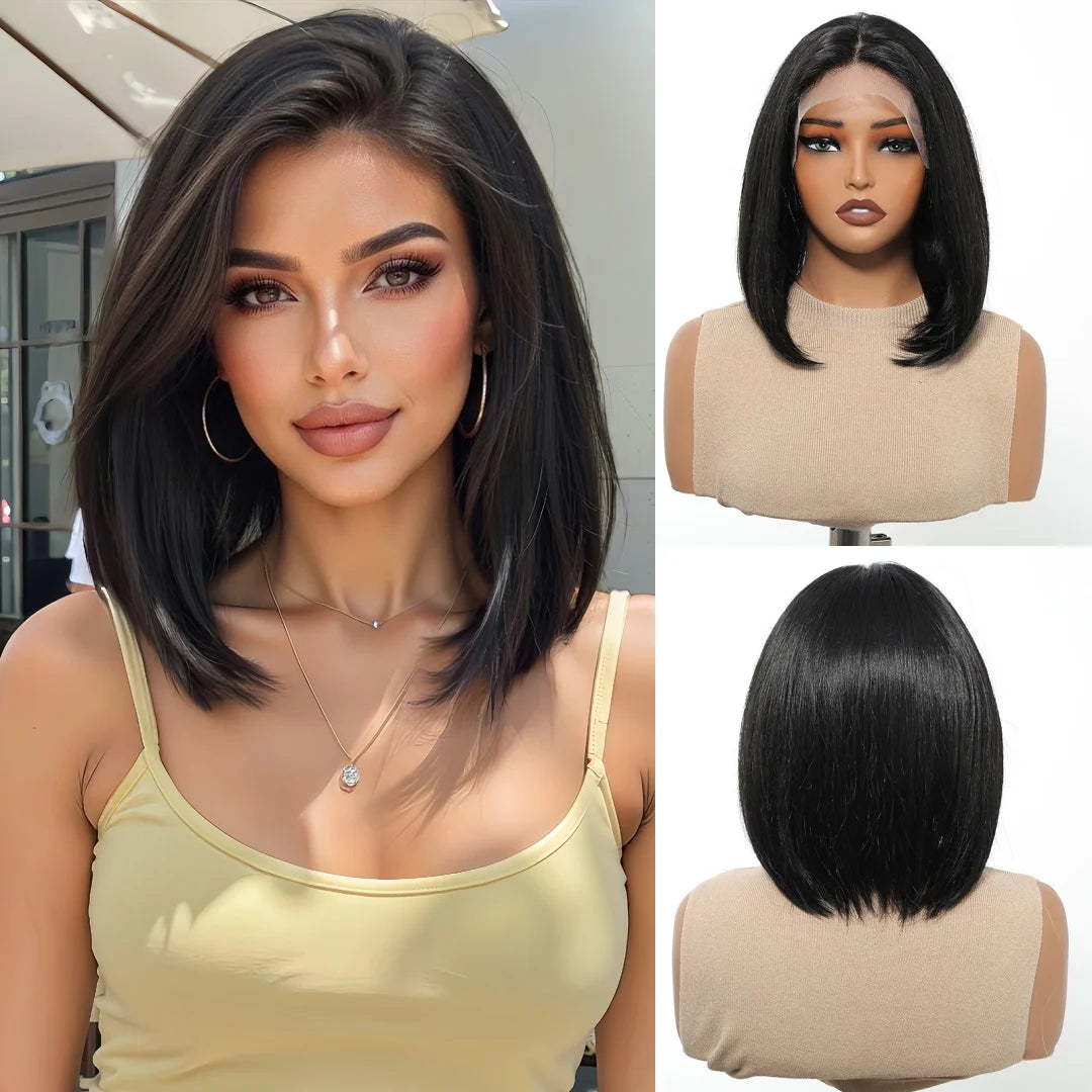 Short Ombre Platinum Blonde Lace Front Wig for Women