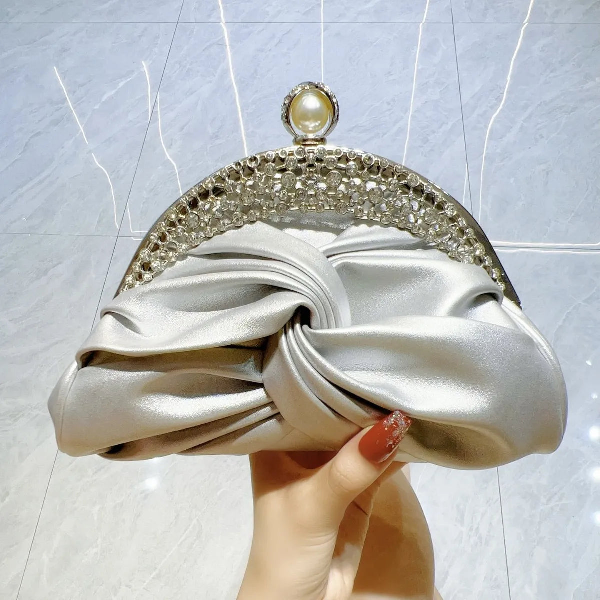 Red Floral Chain Shoulder Clutch Bag