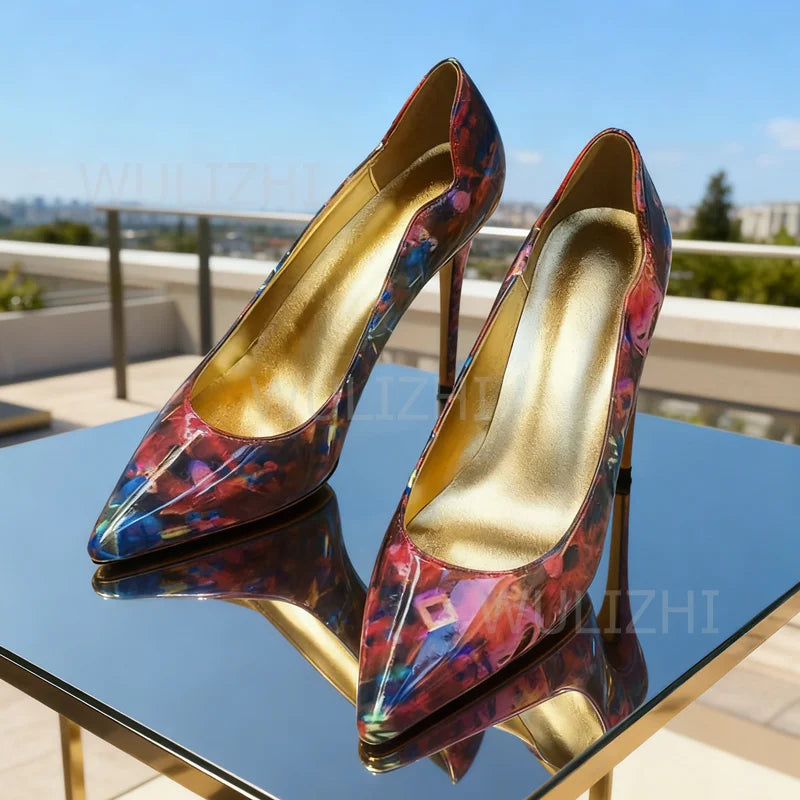 Metallic Red Pump Style Pointed Toes Sandals for Women