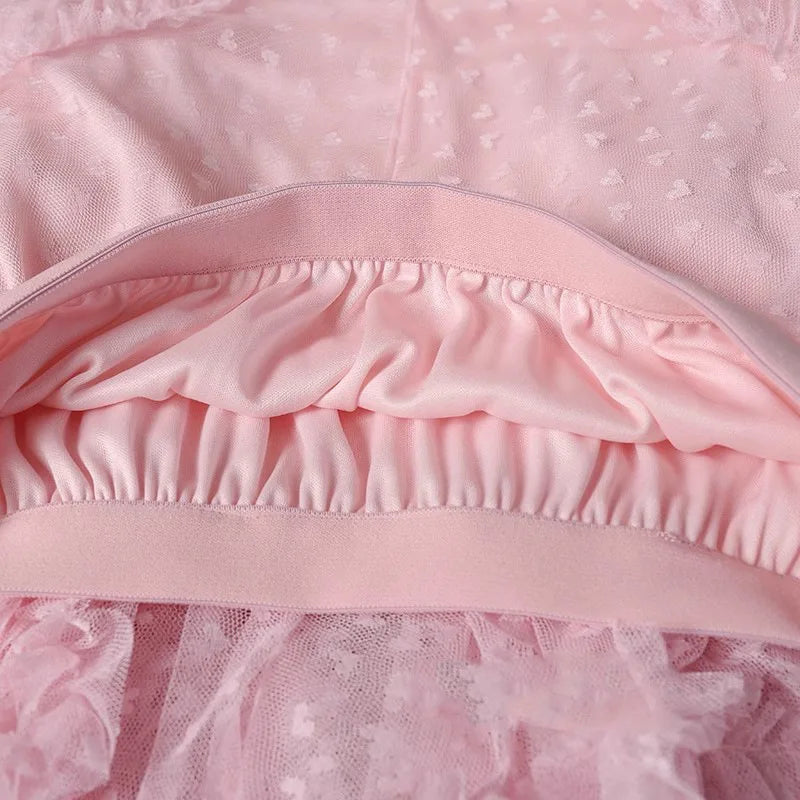 Romantic Vintage Jacquard Tulle Puff Skirt for Women