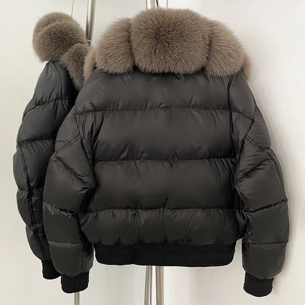 Detachable Fox Fur Collar Down Coat