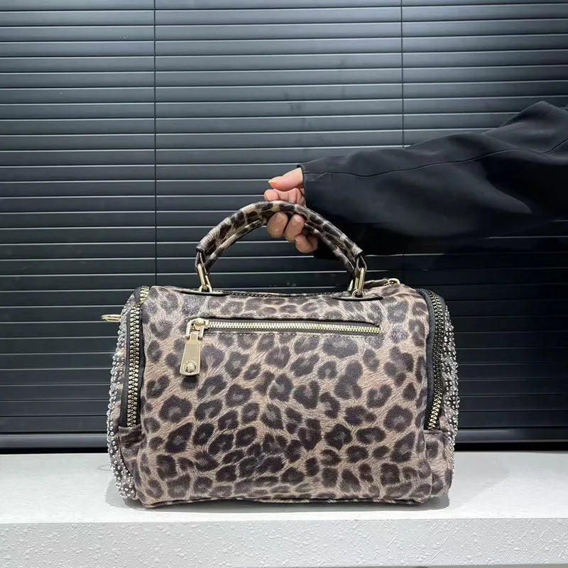 Leopard Print Shoulder Tote Bag