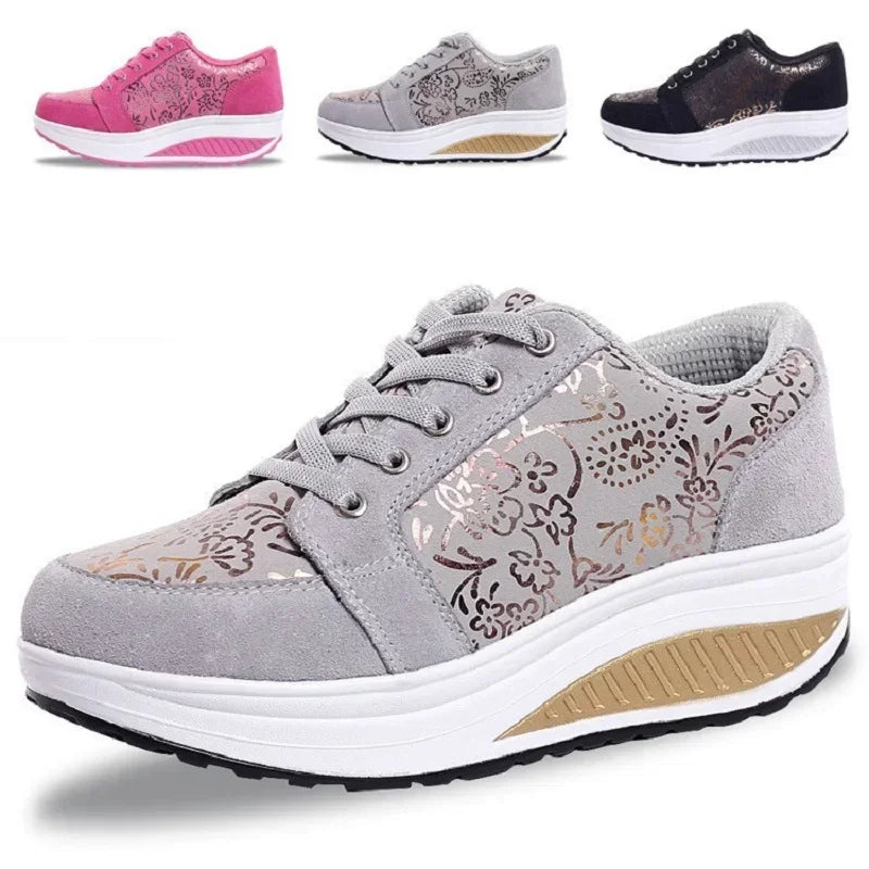 Breathable Wedge Platform Walking Sneakers For Women