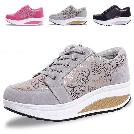 Breathable Wedge Platform Walking Sneakers For Women