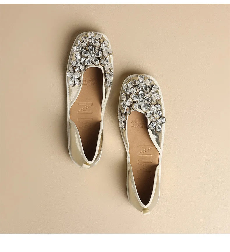 Luxurious Rhinestone Square Toe Slip On Mules for Women