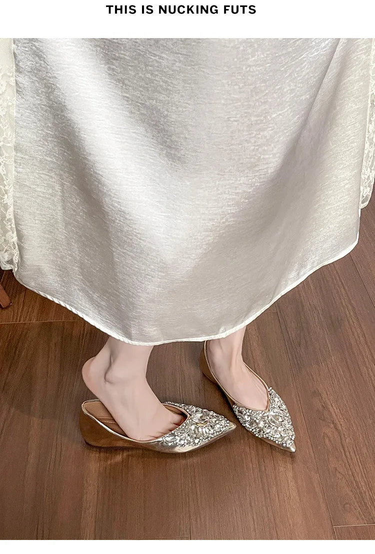 Elegant Patent Leather Rhinestone Ballet Flats for Women