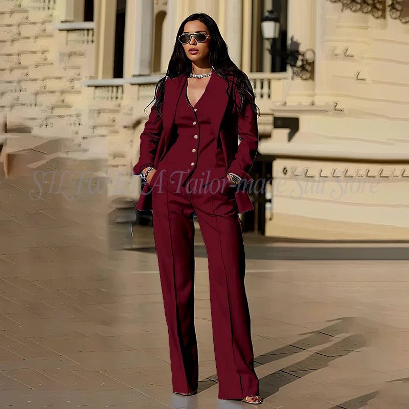 Sophisticated Slim Fit Three Piece Blazer Set For Women