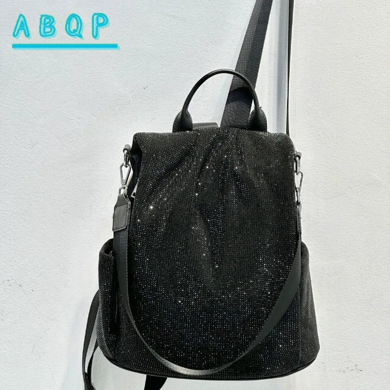 ABQP New Women's Diamond Backpack Large Capacity Women's Backpack Multifunctional Fashion Hot Diamond Casual Travel Backpack