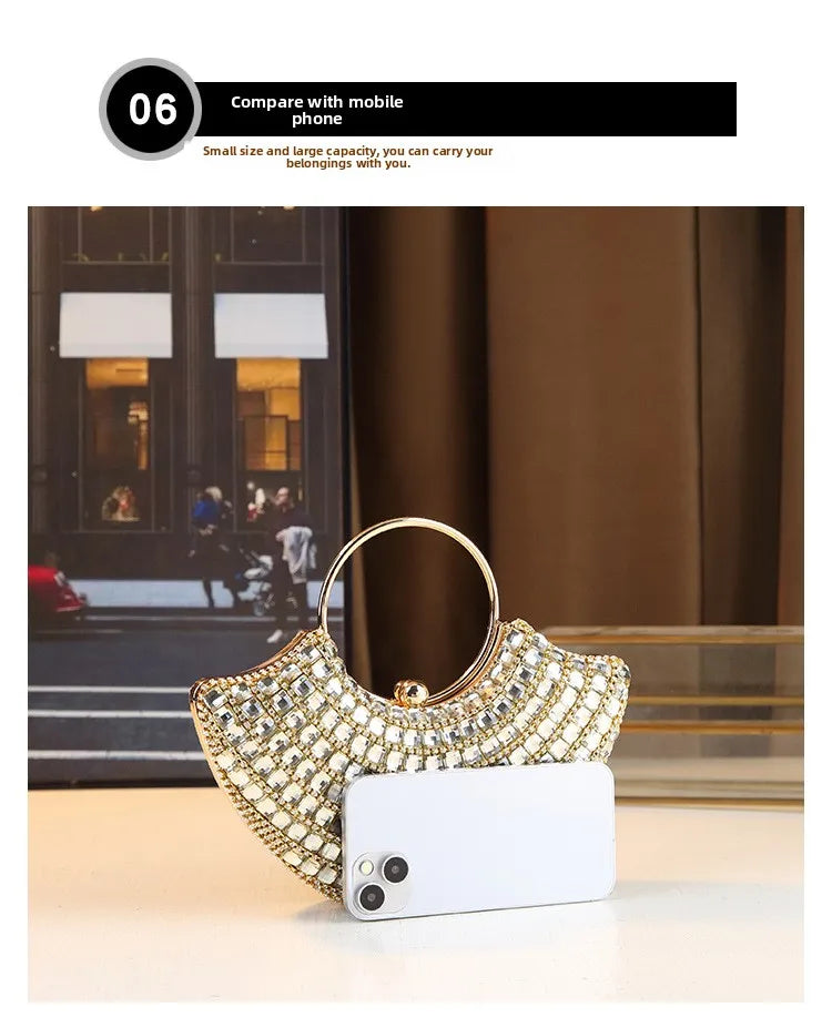 New Evening Women's Bag Luxury Brand Diamond-encrusted Sparkling Dinner Party Handbag Diamond-encrusted Women's Shoulder Bag
