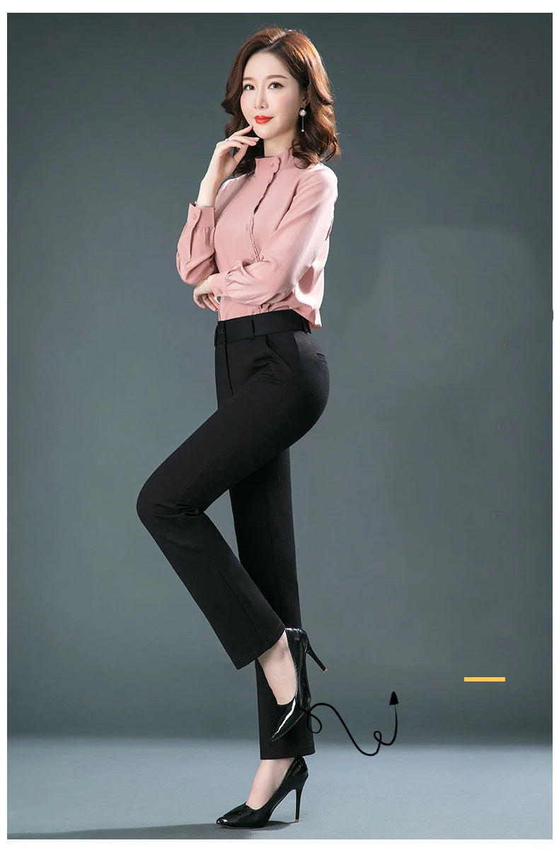 High Waist Straight Leg Relaxed Fit Pants For Women