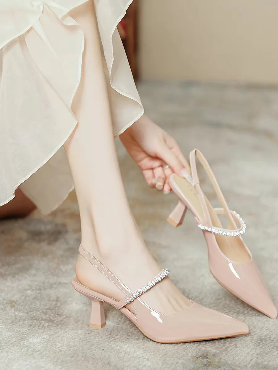 Rhinestone Stiletto Back Strap Sandals