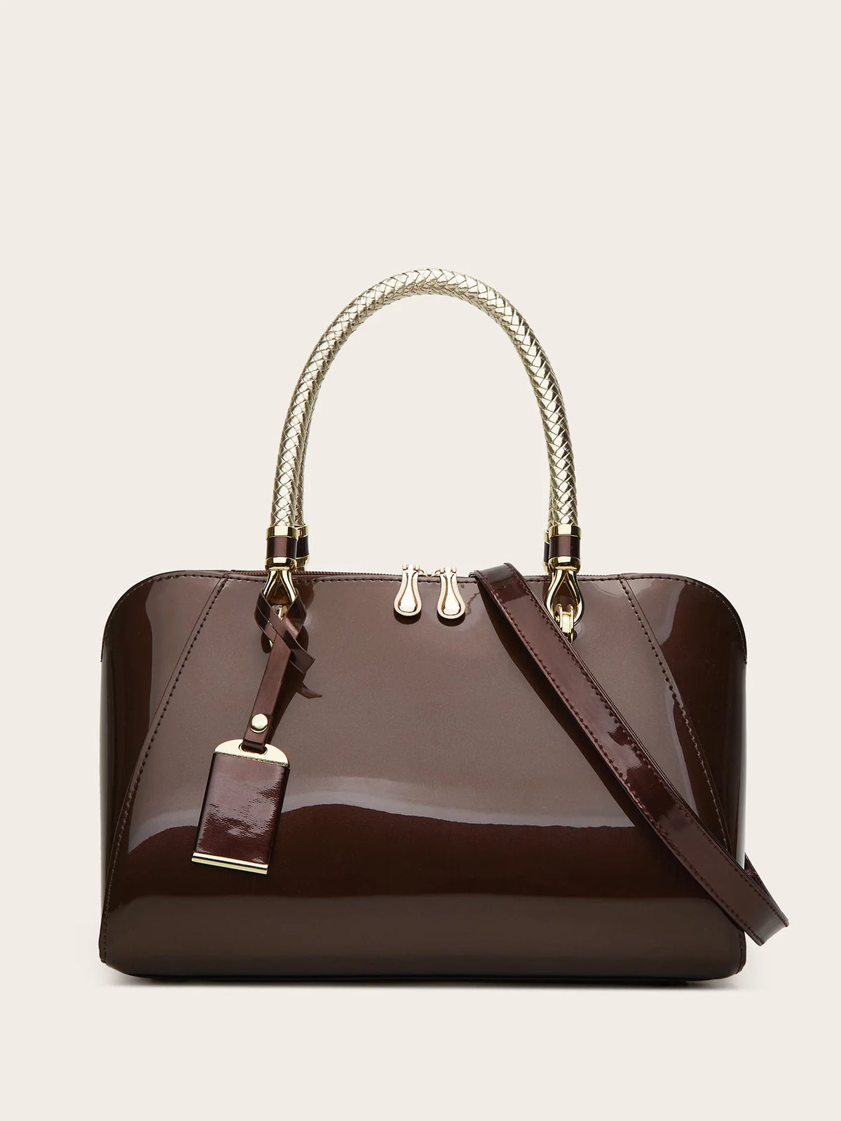 ABQP New Women's Handbag Luxury Brand Fashion Patent Leather Women's Shoulder Bag Large Capacity Boston Women's Bag High Quality