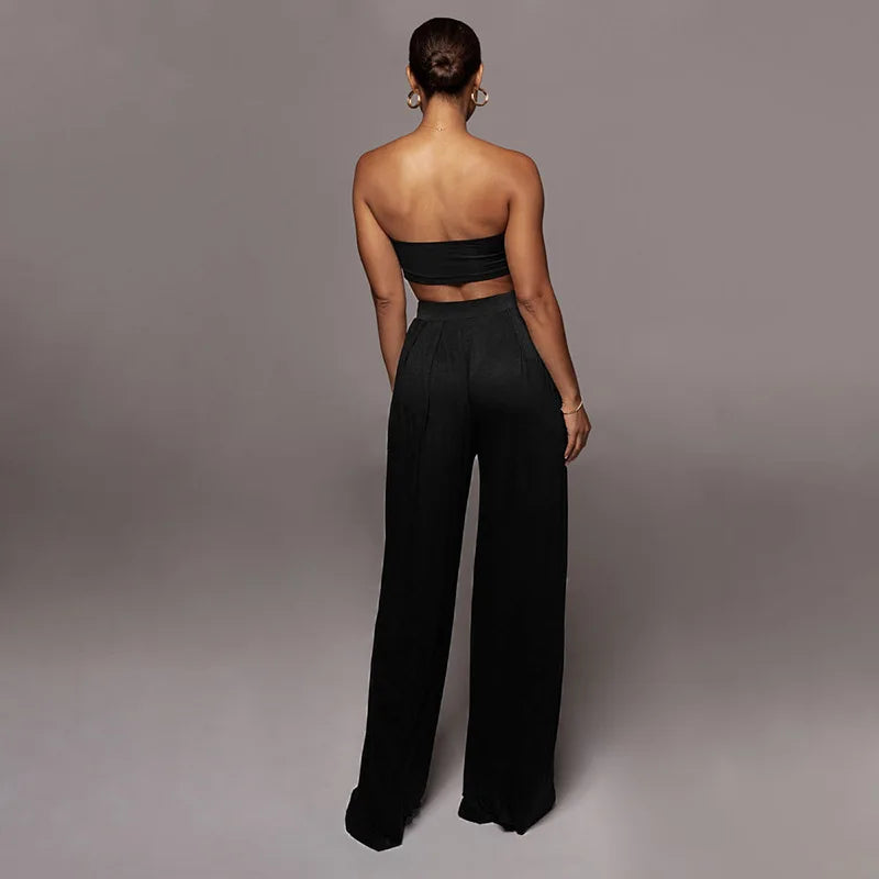 Elegant Solid Color Casual Two Piece Set for Women