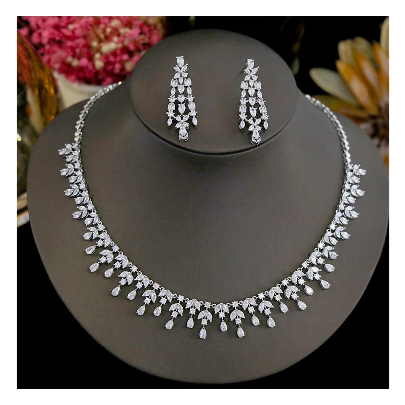 Elegant Water Drop Shape Crystal Jewelry Set For Women