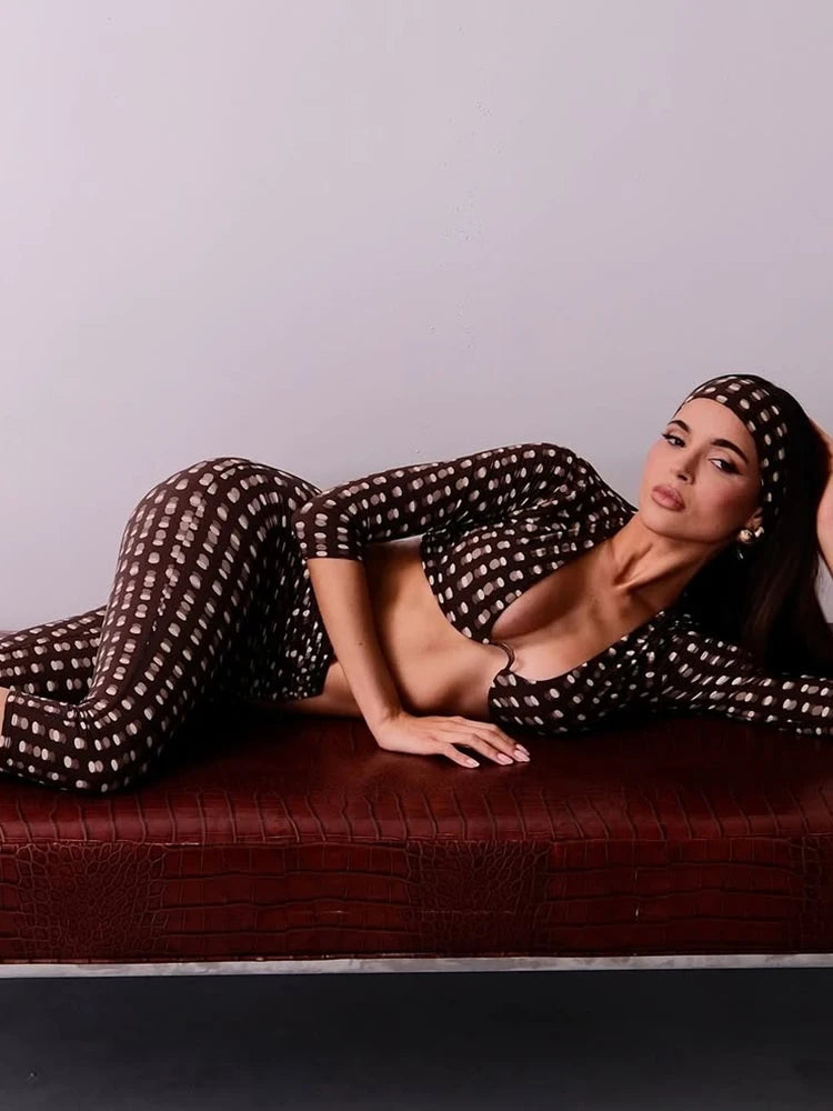 Polka Dot Three Piece Streetwear Outfit Set for Women