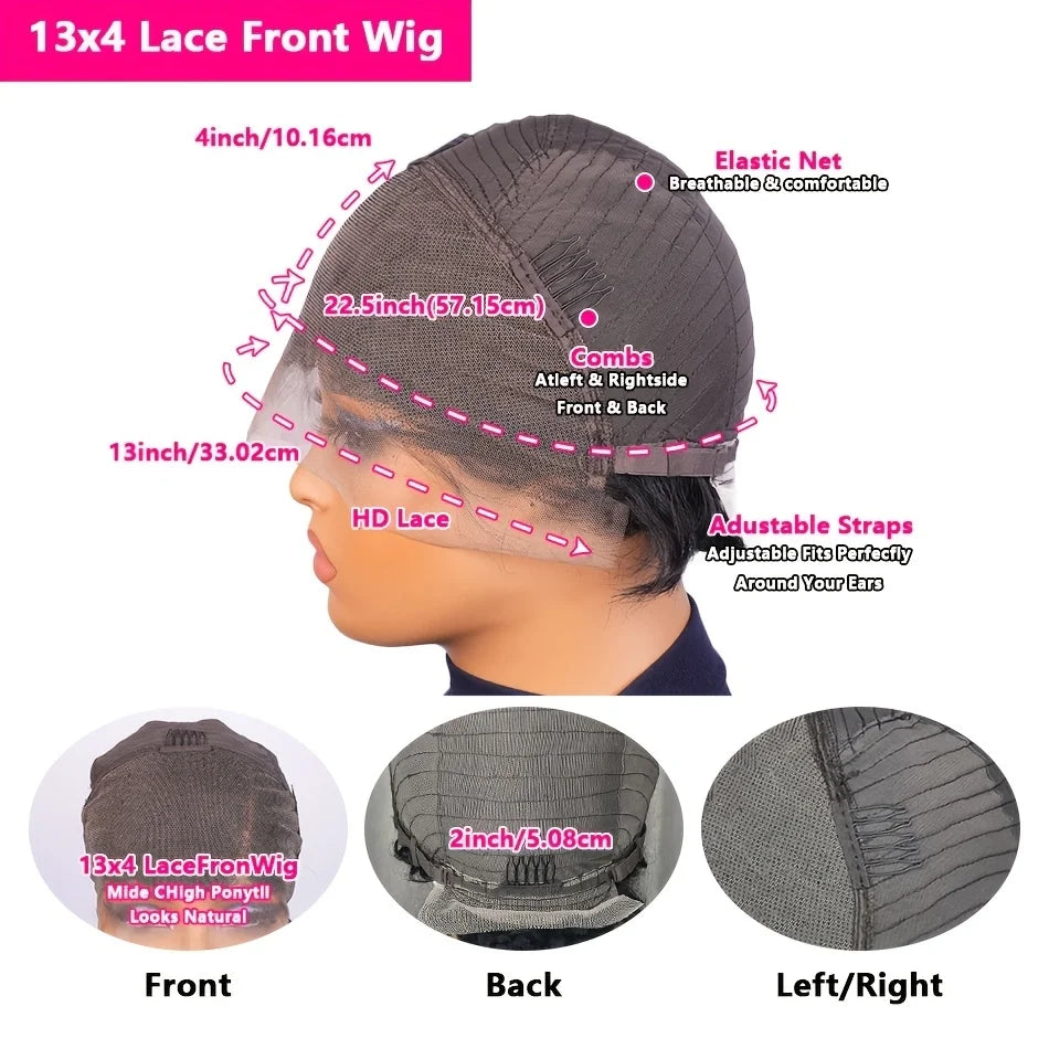 Curly Pixie Cut 13x4 Lace Front Short 6 Inch Layered Wig for Women