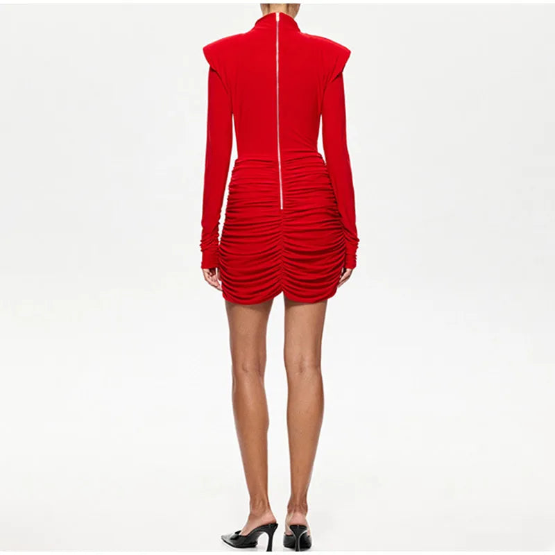 Hollow Out Pleated Mini Dress