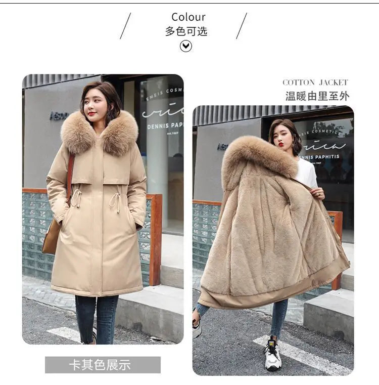 2025 New Parkas Women's Long Coat Winter Jacket Overcoming Plush Cotton Jacket