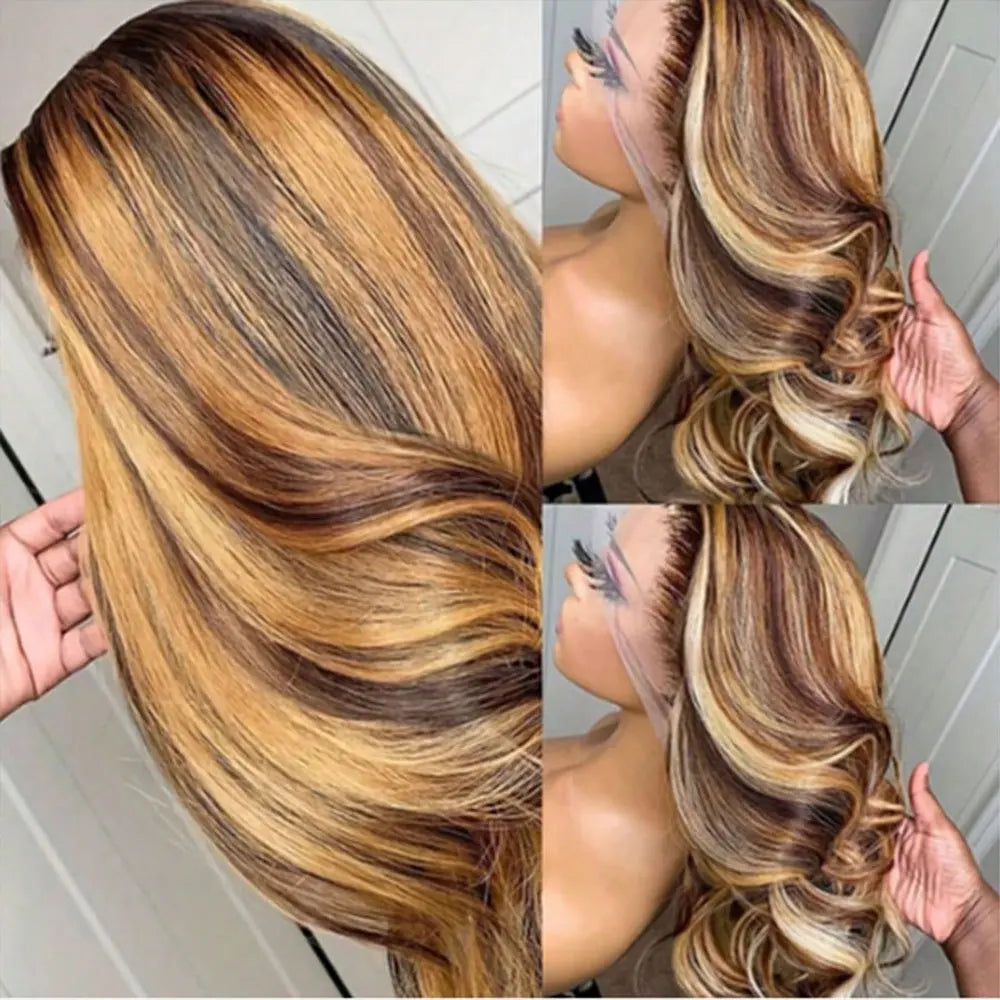 Honey Blonde Ombre Body Wave Lace Front Wig for Women