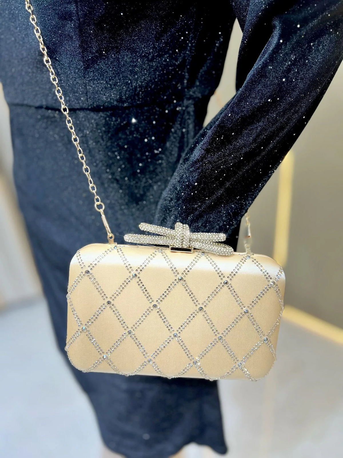 Glitter Rhinestone Clutch Messenger Bag for Women