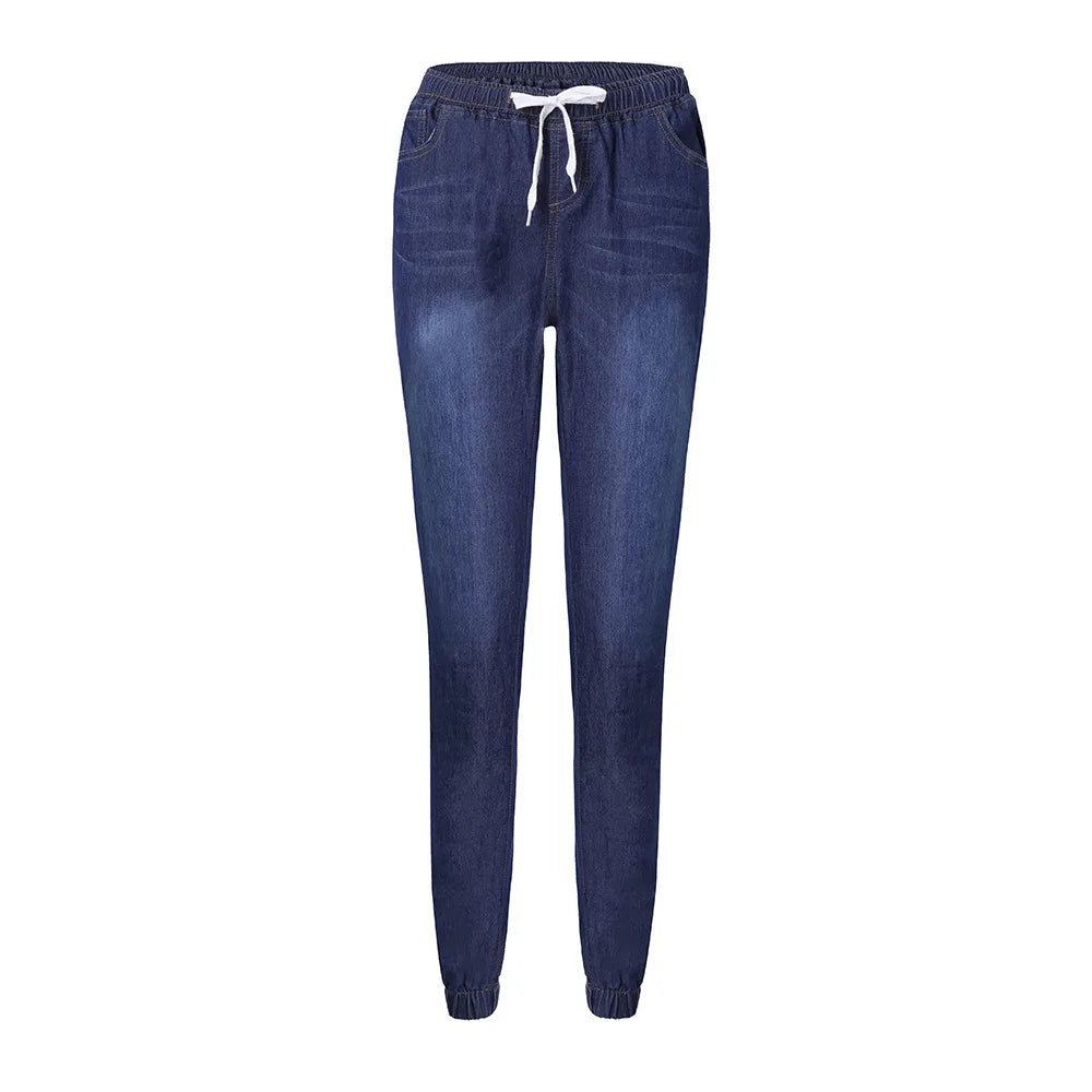 Elastic Waist Slim Fit Pegged Tapered Pants For Women