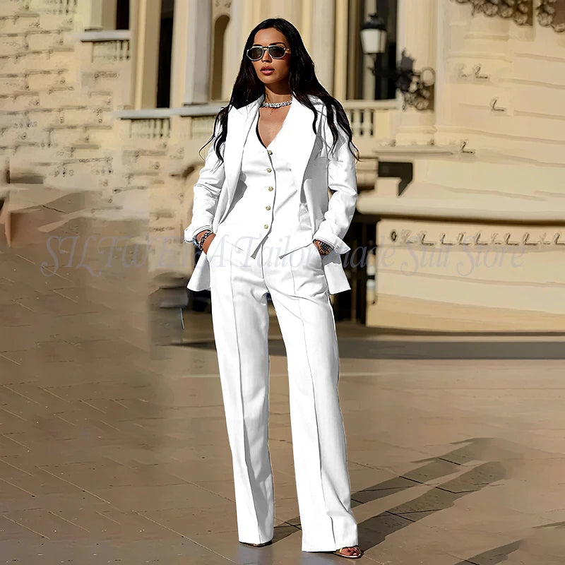 Sophisticated Slim Fit Three Piece Blazer Set For Women