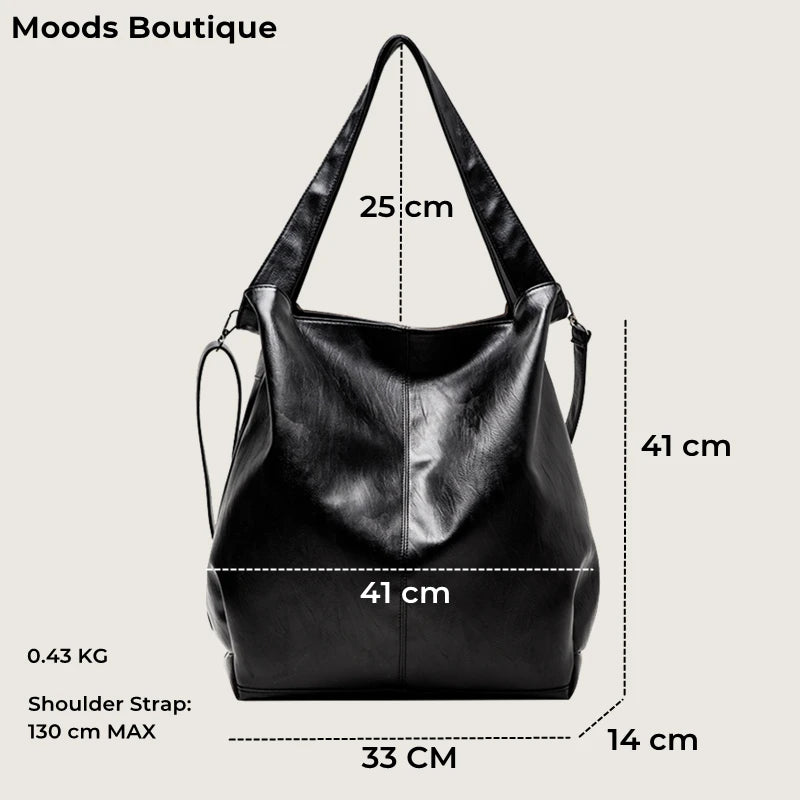 Oversized Leather Tote Bag With Dual Straps for Women