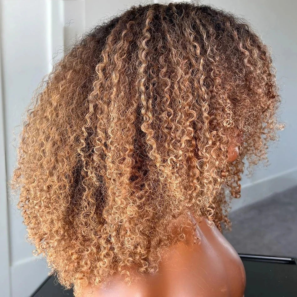 Highlight Blonde Short Curly Bob Wig With Bangs for Women