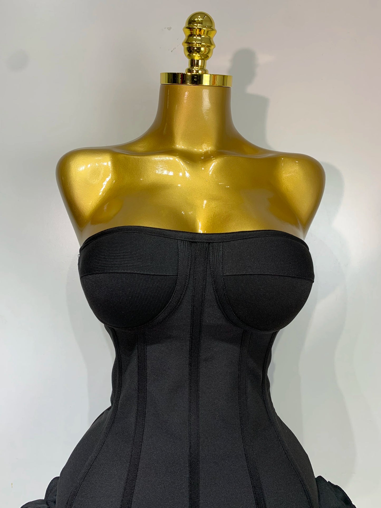 Women Sexy Strapless Backless Flower Embellished Mini Bandage Dress Bodycon Celebrity Party Cocktail Evening Party Club Dresses