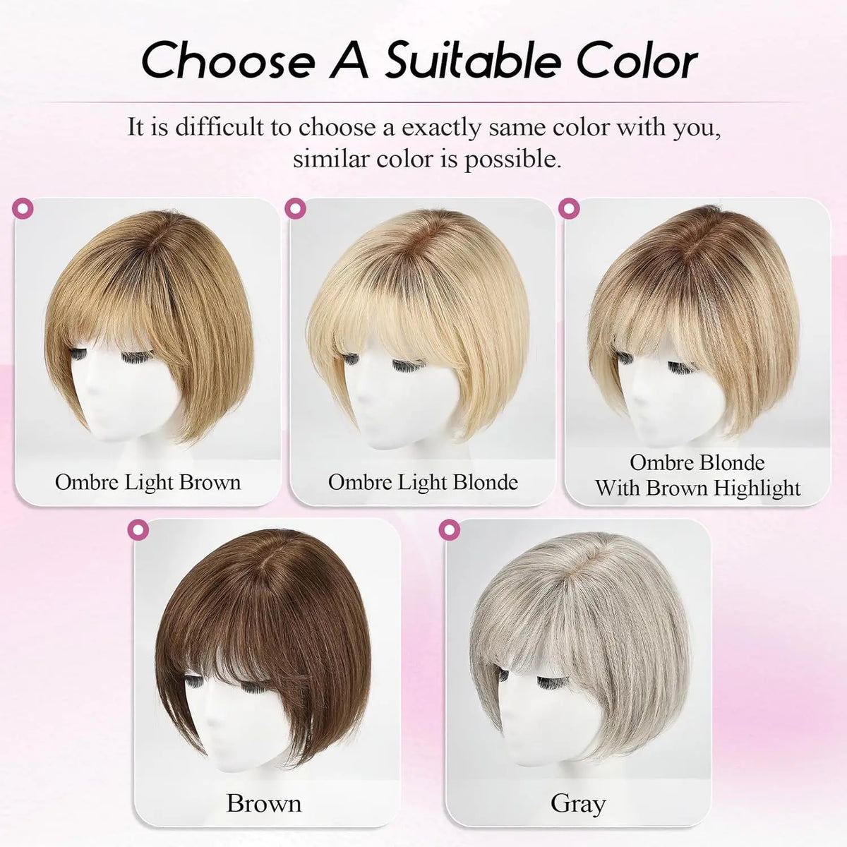 Silver Gray Remy Human Hair Topper With Bangs For Women