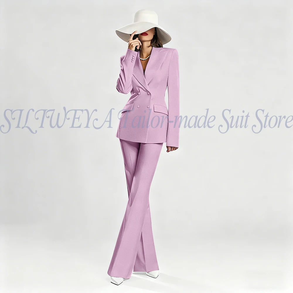 Slim Fit Double Breasted Blazer Suit Set for Women
