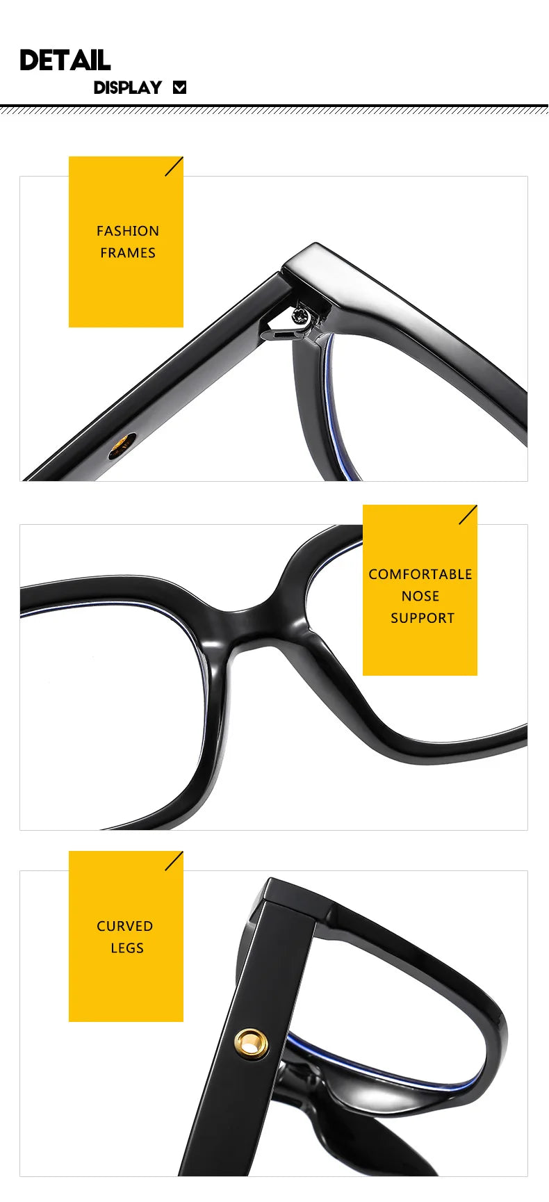 Oversized Square Reading Glasses with Rivet Detail for Women