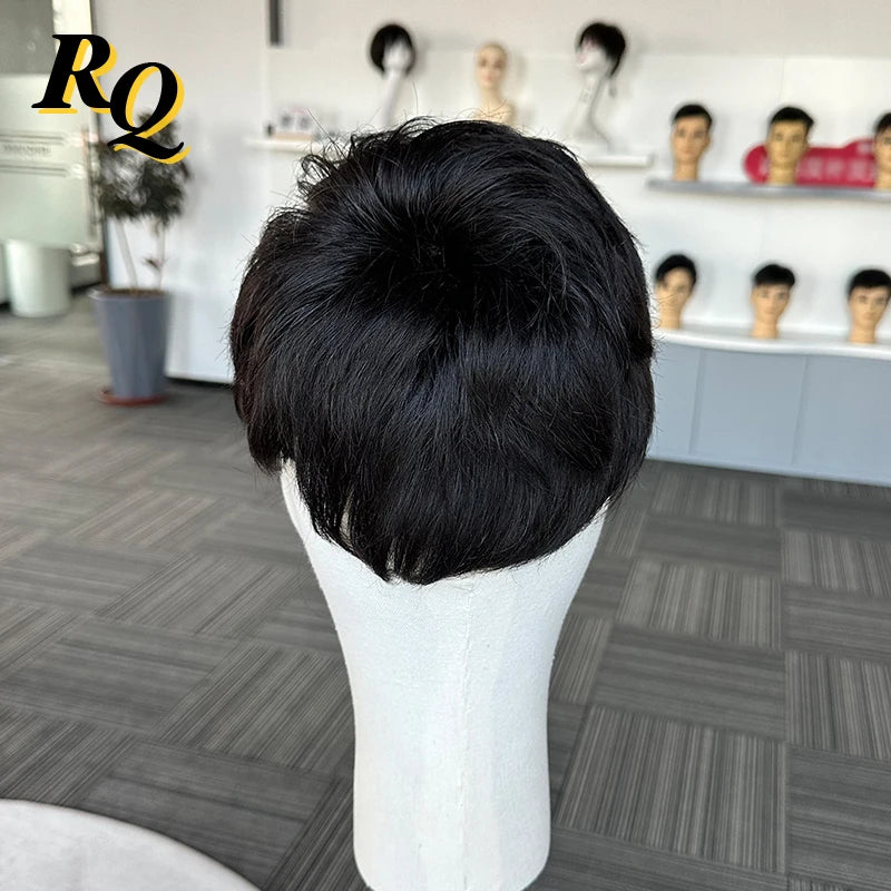 Premium Pre Styled Mono Hair Replacement System For Men Natural Black