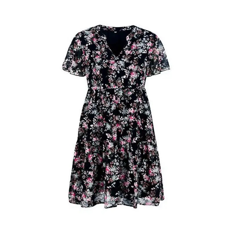 Casual Round Neck Floral Print Pullover Dress For Women