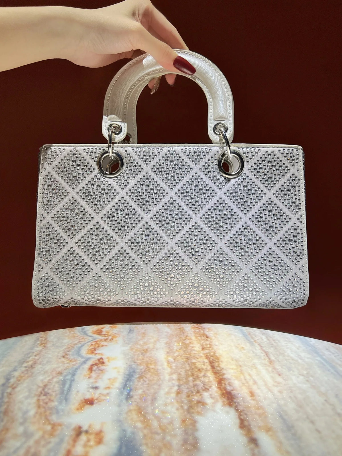Rhinestone Party Handbag With Messenger Strap for Women