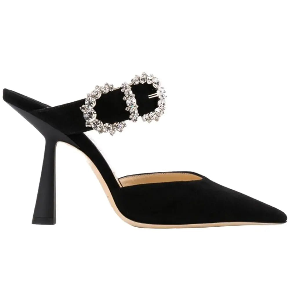 Elegant Glitter Pointed Toe Sandals With Ankle Strap For Women