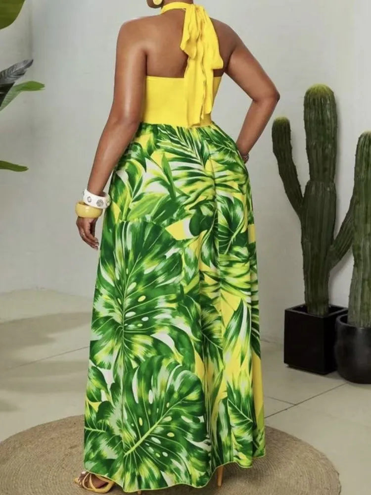 Elegant Sleeveless African Dashiki Maxi Dress for Women