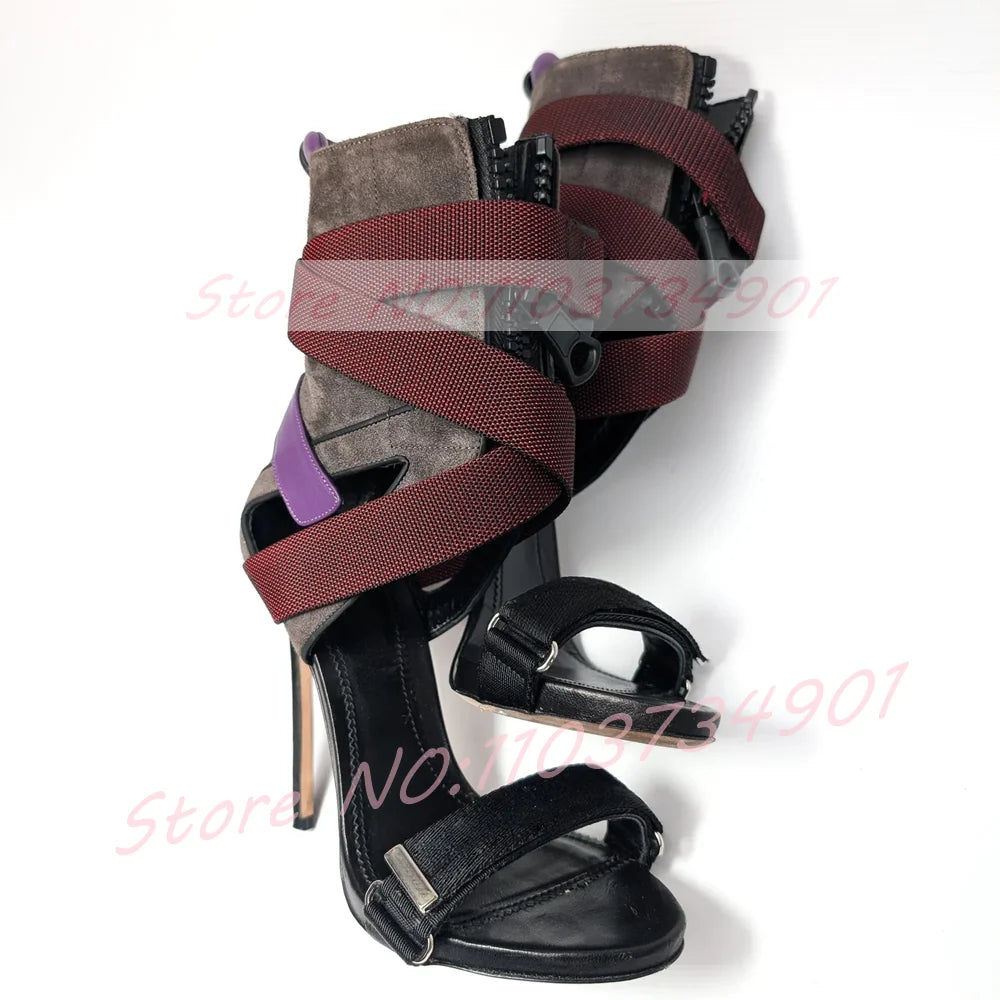 Multi Color Ankle Strap High Heel Sandals For Women