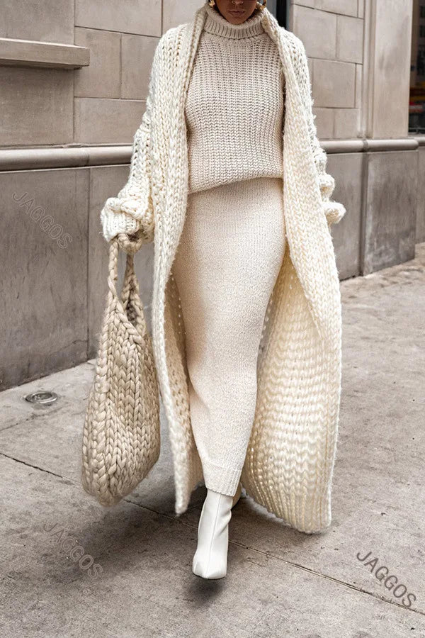 Casual Oversized Hollow Out Knit Cardigan for Women