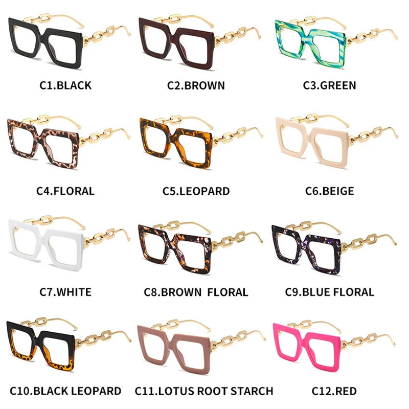 Oversized Square Blue Light Reading Glasses for Women