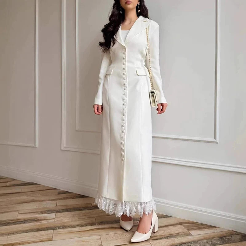 Spring Sexy V-neck Single Breasted Long Dress Women's Causal Long Sleeve Solid Color Party Dress Elegant Commute Tassel Dresses