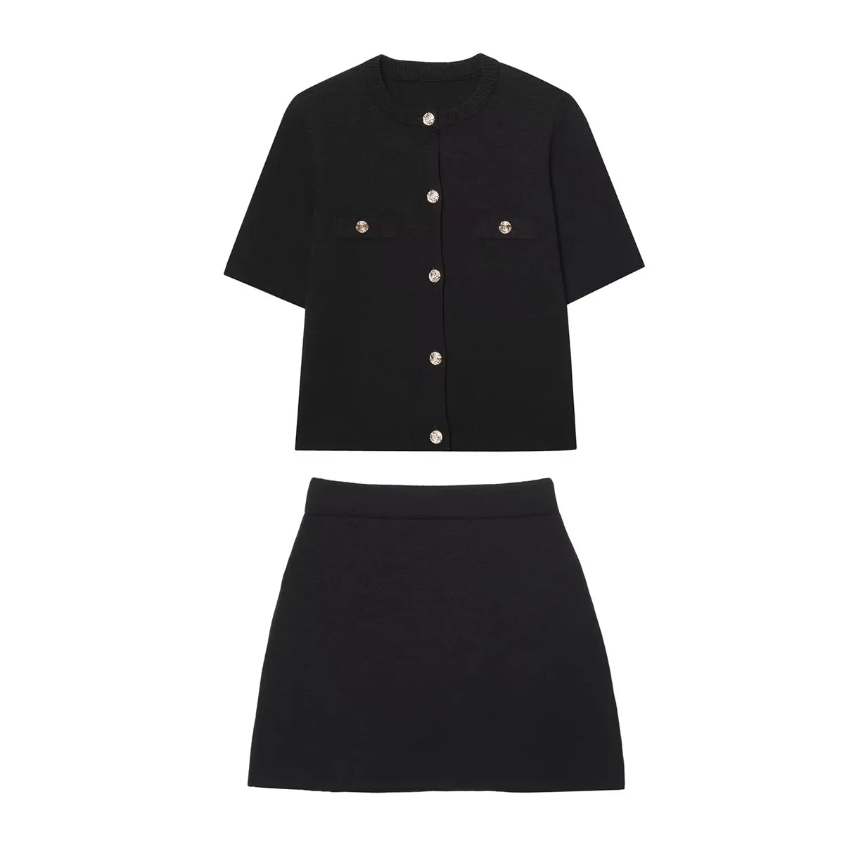 Short Sleeve Knit Top and Mini Skirt Set for Women